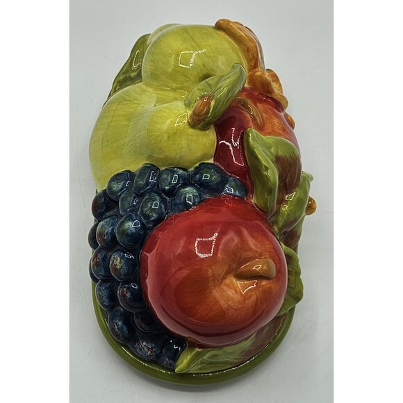 Essential Home 3-D Fall Leaves & Fruit Figural Covered Butter Dish Thanksgiving - Picture 2 of 11